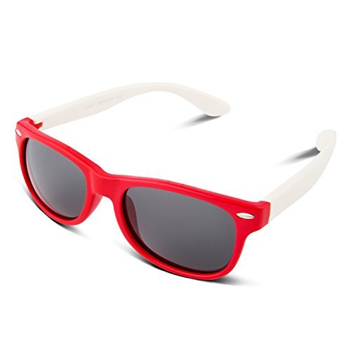RIVBOS Rubber Flexible Kids Polarized Sunglasses Age 3-10 RBK004 W Red