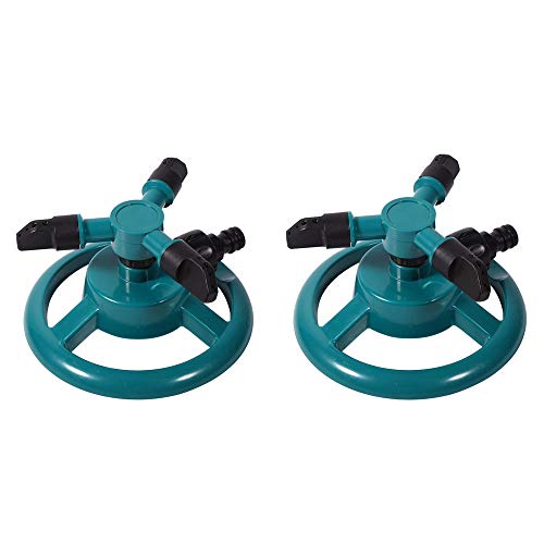 Kingt - Irrigatore da Giardino, 3 ugelli, Regolabile, per Prato, irrigazione Automatica a Rotazione a 360°, per innaffiare Prato, Giardini, Piante