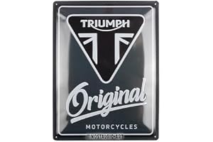 Nostalgic-Art Plåtskylt i retrostil, 30 x 40 cm, Triumph – Original Motorcycles – Presentidé för mc-åkare, av metall, vintage