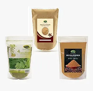 Thanjai Naturals Arappu Shikakai Reetha Powder - Each 250g For Hair & Scalp Treatment .