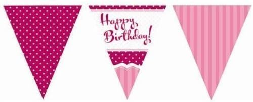 Perfectly PinkParty Happy Birthday Paper Flag Bunting - 12ft