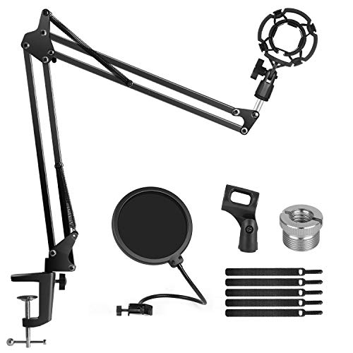InnoGear Support de microphone réglable, avec support d'amortisseur de microphone, pince de microphone universelle, adaptateur à vis, adapté à la plupart des microphones