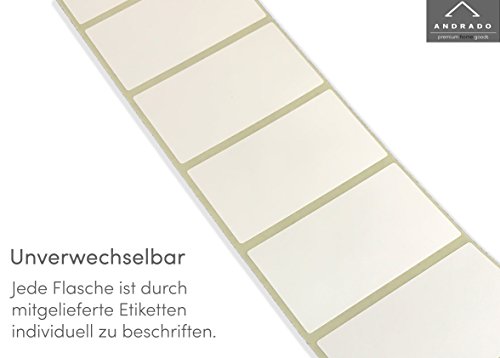 50ml Tropfflaschen (12-teilig) von ANDRADO – LDPE-Quetschflasche/Plastikflaschen + Trichter + Etiketten – universell als Liquid-Flasche – auslaufsicher, Kindersicherung - 6