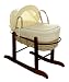 Kinder Valley Waffle on Palm Moses Basket and Walnut Rocking Stand Bundle (Cream)