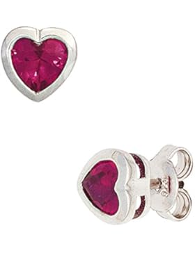Paar Stecker Ohrstecker Herz Herzchen 925 Silber Zirkonia pink Kinder
