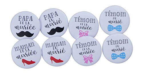 Bestdayever 8 Badges Mariage - Parents des mariés + Témoins des mariés