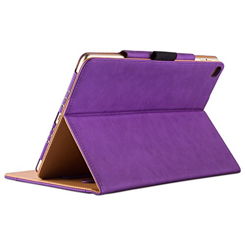 iPad Air, Air 2 & iPad 9.7″ 2017 Hülle – JAMMYLIZARD Ledertasche Smart Cover mit Standfuktion für iPad Air (5. & 6. Generation) & iPad 9.7″ 2017, VIOLETT & HONIG, [MIT STIFT-HALTER] - 4