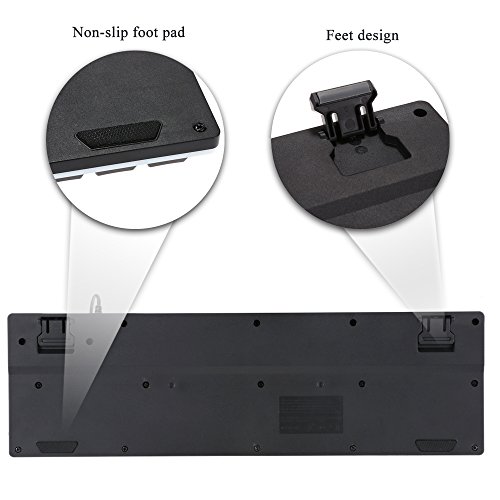 KKmoon Ergonomisch LED Hinterleuchtet Spiel QWERTY Tastatur/ Bunt Regenbogen Esport Gaming Keyboard/ USB Verdrahtet Wasserdicht Mit 104 Tasten - 3