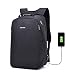 Produktbild Diebstahlsicherer wasserdichter Laptop-Rucksack, breathable Polyester mit USB, der Schnittstelle auflädt Sport-Spielraum-Rucksack Art und Weise, die Rucksack-Unisexschultasche wandernd, schwarz, blau, grau, purpurrot ( Color : Black )