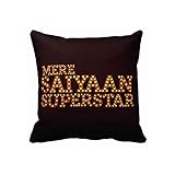 YaYa cafe Valentine Gifts for Husband Mere Saiyaan Superstar Love Cotton Cushion Cover 12x12 inches (Black)