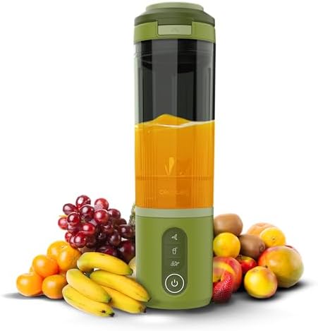 Cecotec Frullatore Portatile Power Titanium Shake2Go Olive. 180W, Bicchiere Tritan 600ml Senza BPA, 3 Programmi Automatici, Design Compatto e Portatile, Smoothie Perfetti e Pronti da Portare Ovunque
