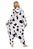 ABYED® Jumpsuit Tier Karton Fasching Halloween Kostüm Sleepsuit Cosplay Fleece-Overall Pyjama Schlafanzug Erwachsene Unisex Lounge,Erwachsene Größe S - für Höhe 150-158cm Kuh - 