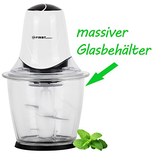 TZS First Austria – 1,5L Universal-Zerkleinerer mit Glasbehälter und 4 Edelstahl-Messer | Glas-Behälter und Multi-hacker | 350 W | spülmaschinenfest | 1,05 Meter Kabel | Edelstahl-Mulit-zerkleinerer - 2