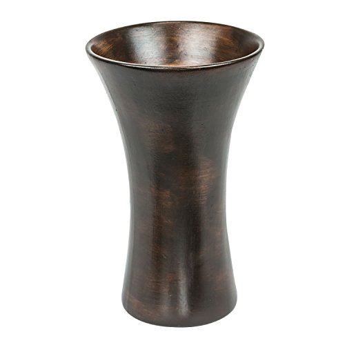 Keramik hoch Vase Blumenvase Dekovase Tischvase H - 21,5 cm Diana Holzdekor braun Neu