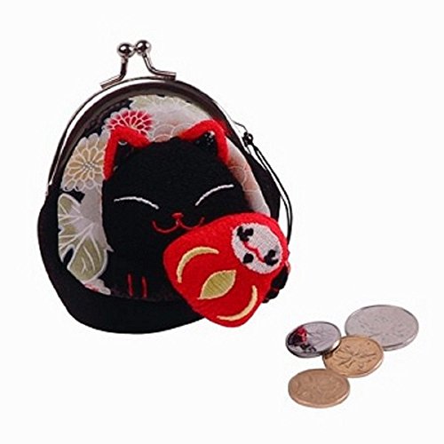 Preisvergleich Produktbild StealStreet Maneki Neko Chinesische Lucky Cat Münze Geldbörse, schwarz