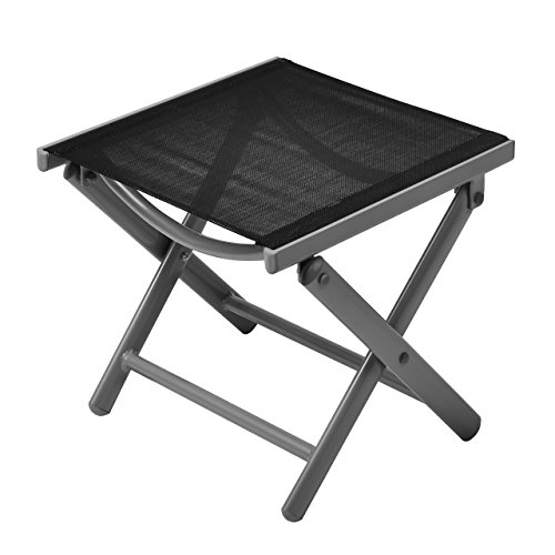 Klappstuhl Aluminium Gartenstuhl Alu Campingstuhl mit Hocker schwarz Metall - 6