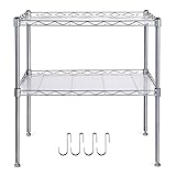 ESTANTES DE MULTIFUNCIÓN: Es ideal para usar en la cocina pequeña, le ayuda a aprovechar el espacio mejor. Es muy conveniente almacenar y mantener los accesorios de cocina organizados, como microondas, botellas para salsa, utensilios de cocina, cubiertos. Además en el estante inferior, puede colocar el horno microondas.