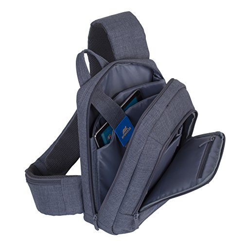 RIVACASE Tasche für Notebook bis 13.1“ – Leichte Umhängetasche mit gepolsterten Seiten und weichen Schultergurt – Grau - 6