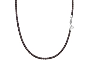 Viwind Echt leder Halskette 2.5mm/3mm breit geflochten Lederkette Lederband 45-60cm wählbar 925 Sterling Silber Vers chluss Damen Herren für DIY Anhänger Schmuck mit Geschenkbox