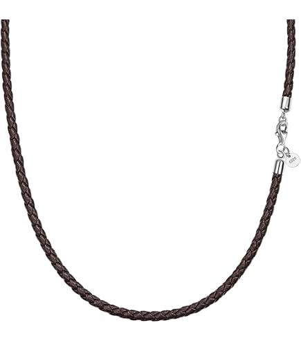 Collier En Cuir Tressé Noir Et Marron - Unisexe, Fermoir Mousqueton, Longueurs 14 à 24 Pouces