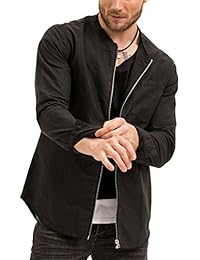 trueprodigy Casual Hombre marca Camisa basico ropa retro vintage rock vestir moda cuello alto manga larga slim fit designer cool urban fashion shirt color negro 2073104-2999