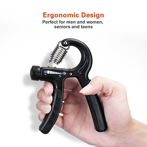 Sports Fingerhantel, OMorc einstellbar 20-88Lbs (10-40kg) Professionelle Hand Gripper, Fitness Unterarm Trainer , Unterarmtrainer für stahlharte Finger, Hände und Unterarme für die Entwicklung der Hand- und Unterarmmuskulatur - 5