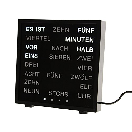 LED WORTUHR, Tisch Uhr digital mit Worten Buchstaben (Deutsch) statt Zahlen, Word Clock, Wörteruhr, Buchstabenuhr mit Schrift Anzeige - 2