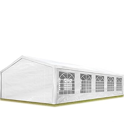 TOOLPORT Tente de Réception 5x10 m pavillon Blanc Bâche PE épaisse de 180 g/m² Imperméable Tente de Jardin