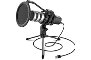 XIAOKOA Microfono USB per PC, Microfono a Condensatore per Streaming di Registrazione di Giochi, Compatibile con Computer/Laptop/Mac/Windows/PS4