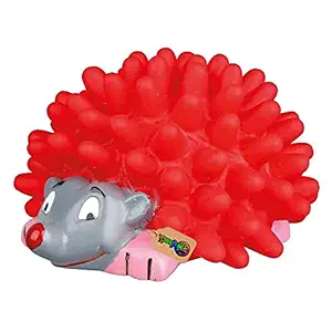 DreamAuro Playful Procupine Squeaky Toy for Playtime of Cute Friend of Natural Rubber for Dog, Puppy, Kitten, Cat (Red)