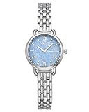 MANIFO Uhr Marmor Zifferblatt Armbanduhr Damen Uhren Frauen Damenuhr Quarzuhr Rosegold Analog Elegant Marmorit Farbe (Silber/Hellblau)