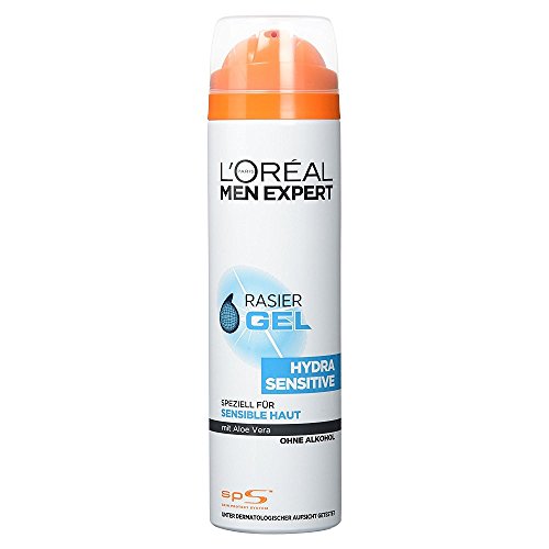 L'Oréal Men Expert Rasiergel Hydra Sensitiv / Gel zum Rasieren für empfindliche Haut / schützt vor Hautirritationen (dermatologisch getestet, ohne Alkohol, mit Aloe Vera) 1 x 200 ml
