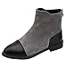 Produktbild Damen Stiefeletten Retro Chelsea Boots,Sunday Frauen Kurzschaft Stiefel mit Reißverschluss Biker Boots Plattform Martin Schuhe Flock Patchwork Kurze Stiefel 35-40