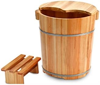 sexy 40cm High Chinese Fir With Cover Thicken Reflexology Tub Wash The Wooden Barrel Foot Bath Barrel Foot Tub Fumigation Barrel ( Color : 1 , Size : 37cm*40cm )