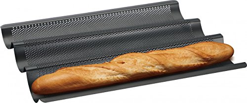 WELLGRO® Baguette-Blech – für bis zu 3 Baguettes – Baguetteblech mit Antihaftbeschichtung – 38,5 x 25,5 x 4 cm - 2