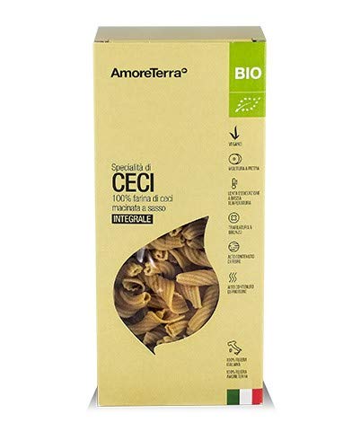 Amoreterra pasta proteica di legumi Torchietti di ceci Bio 250g, artigianale, biologica, trafila al bronzo, essiccata bassa temperatura, da farina a pietra, vegan