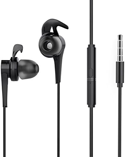 YOUSIPI Headphones Wired Earphones with Microphone In Ear Earbuds with Earhook Black