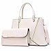 Produktbild Frauen-PU-Leder-Handtaschen Zweiteilige Platinum Bag Damen Fashion Top-Griff Tasche Schulter Cross-Body Taschen,White-30.5*12.5*20.5cm