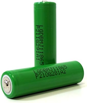LG Chem INR MJ1 BT Industrial Cell Unprotected Lithium-Ion Battery (3450 mAh 3.7 V, Pack of 2) Button-Top Green