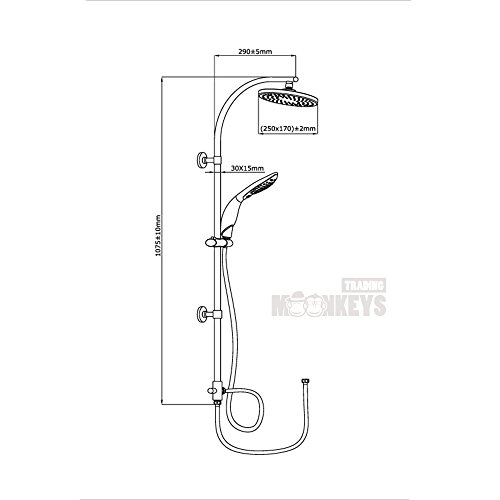 Modernes und massives Duschset mit einer Metall-Brausestange inkl. Montageanleitung und Befestigungsmaterial - 4