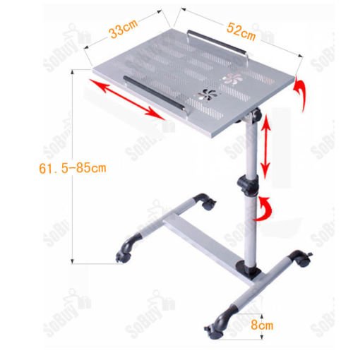 SoBuy® Nursing Home Auto-Touch Overbed Table, Bed Table, Laptop Table, Sofa Side Table, FBT07N-Sil