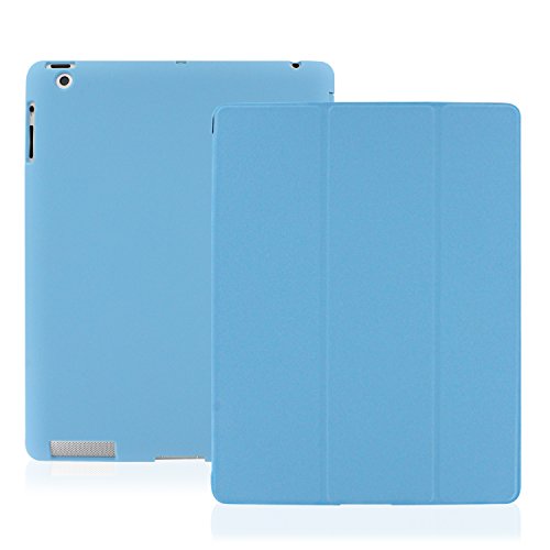Khomo iPad 2, iPad 3, iPad 4 Retina Hülle Case Hellblaues Gehäuse mit doppelten Schutz ultra dünn und leicht, Smart Cover - Dual Blue