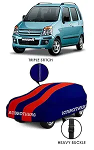 ATBROTHERS Persent Water Resistant & Dust Proof Car Body Cover for Maruti Wagon R Old Model All Variants (Red Stripe)