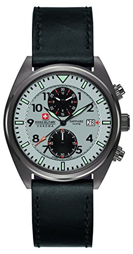 Swiss Military SM34302AEU/H04S - Reloj de cuarzo para hombres con esfera gris y correa negra de cuero