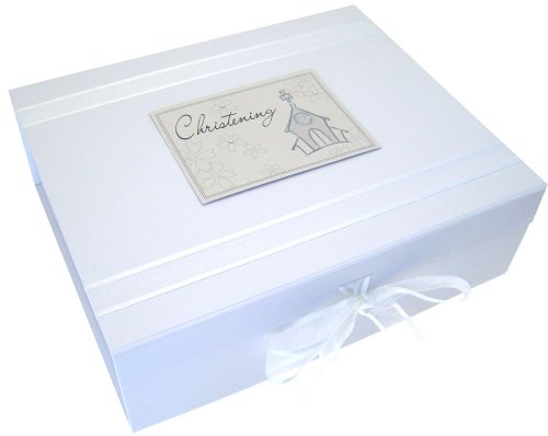 White Cotton Cards Christening Church A4 Keepsake Box