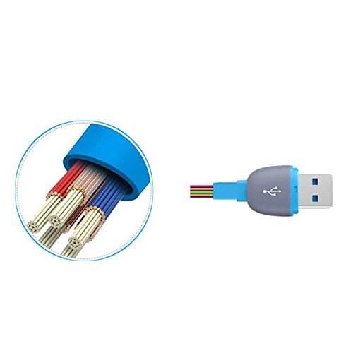 2 in 1 USB kabel für Blitz Micro Flach Kabel Lade Daten Sync Ladegerät Kabel für iPhone 7 6S plus SAMSUNG HUAWEI Telefonkabel (Blau) - 6