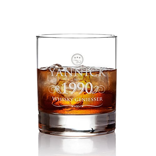 Amavel Whiskyglas Mit Gravur Elegant Personalisiert Mit Name Und Jahreszahl Tumbler Whiskeyglas Vatertag Geschenke Fr Mnner Zum Geburtstag Fllmenge 320 Ml