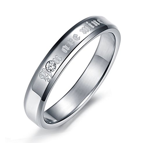 You are Mine' Engraved Stainless Steel Silver Finish Promise Band Ring for Women & Girls