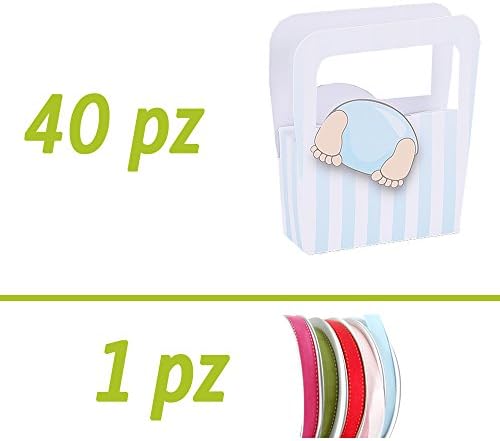 Splitting DIY Wedding Favours Kit | Birth or Christening Baby | Free Bag Sky Blue Baby Azrael | Pack of 40 | 50 MT BOX OF TAPE