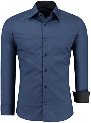 Men Long-Sleve - Casual Shirt Slim-Fit - for Business Suit Wedding Casual, Size S - 6XL